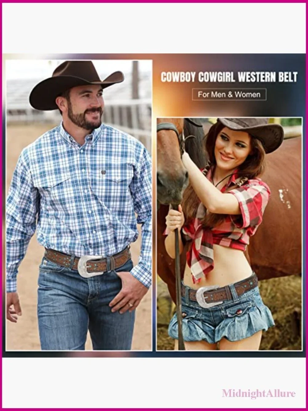 Vintage Tooled Leather Western Belt Unisex Interchangeable Buckle Cowboy Cowgirl